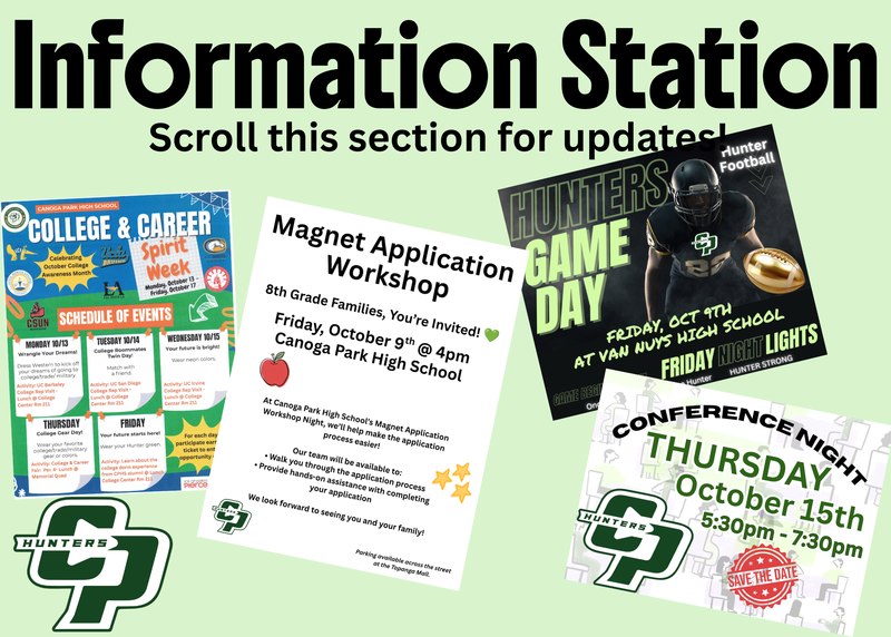 Information Station includes graphics of upcoming events