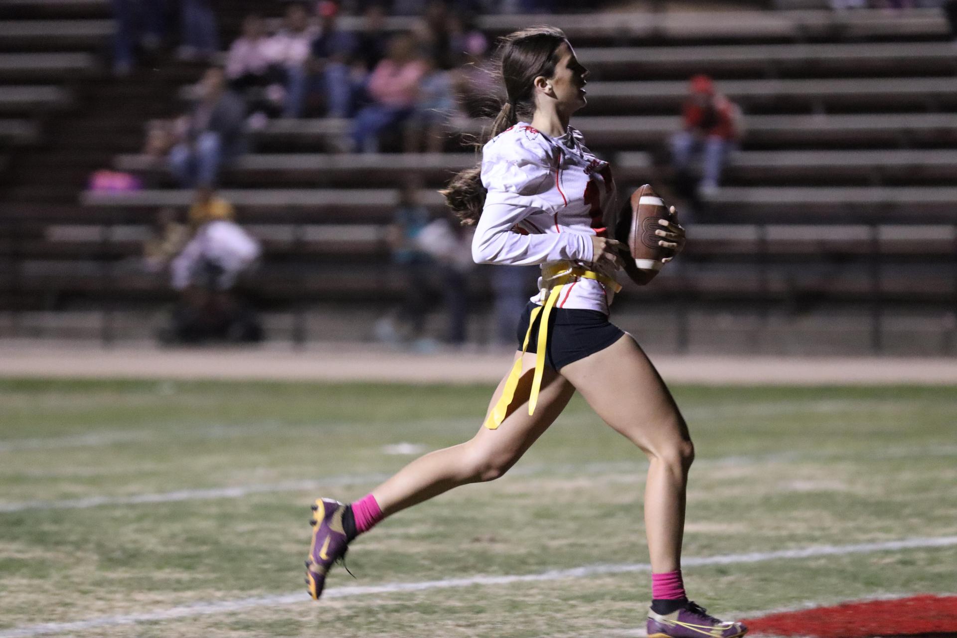 girls playing flag football