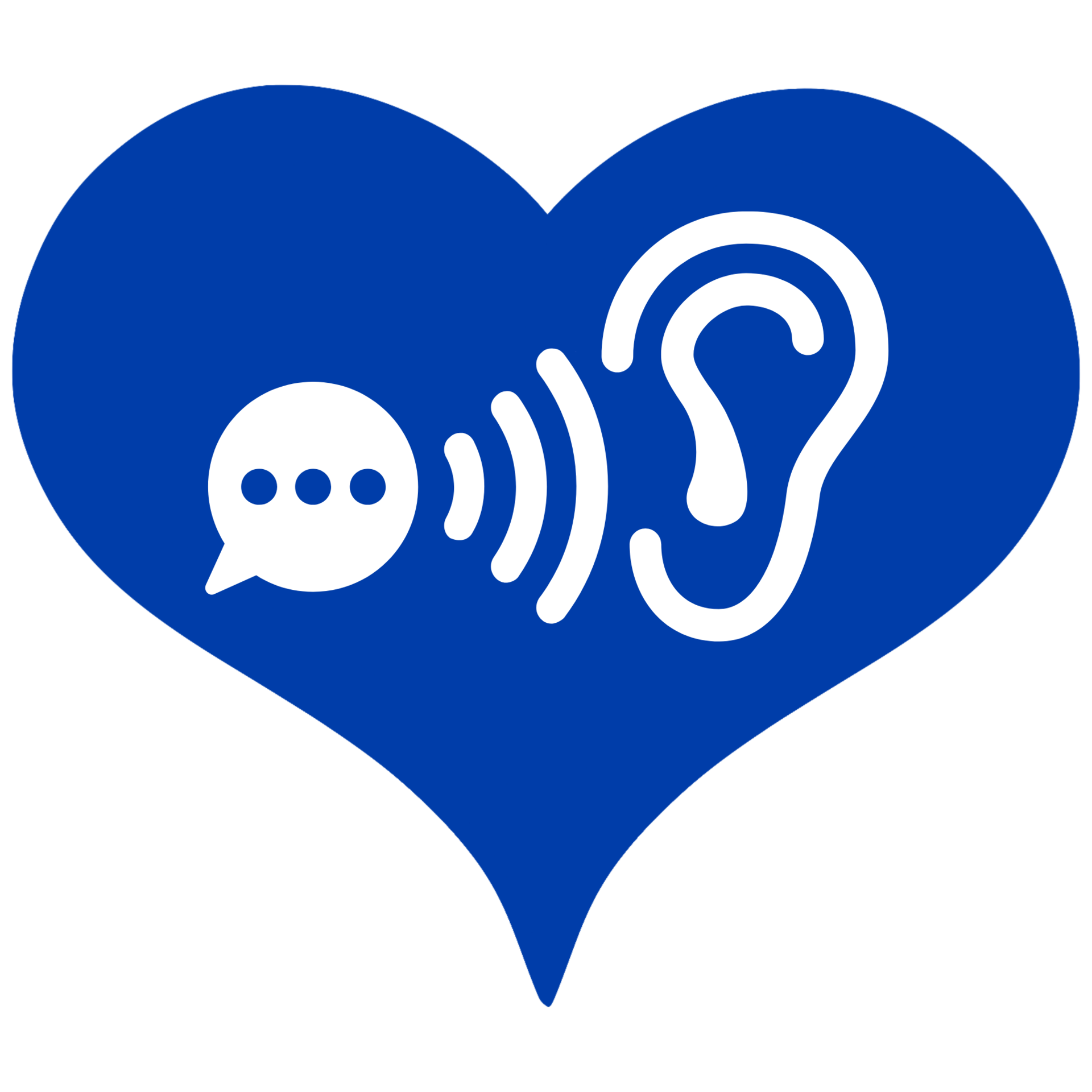 graphic of heart with an ear for listening