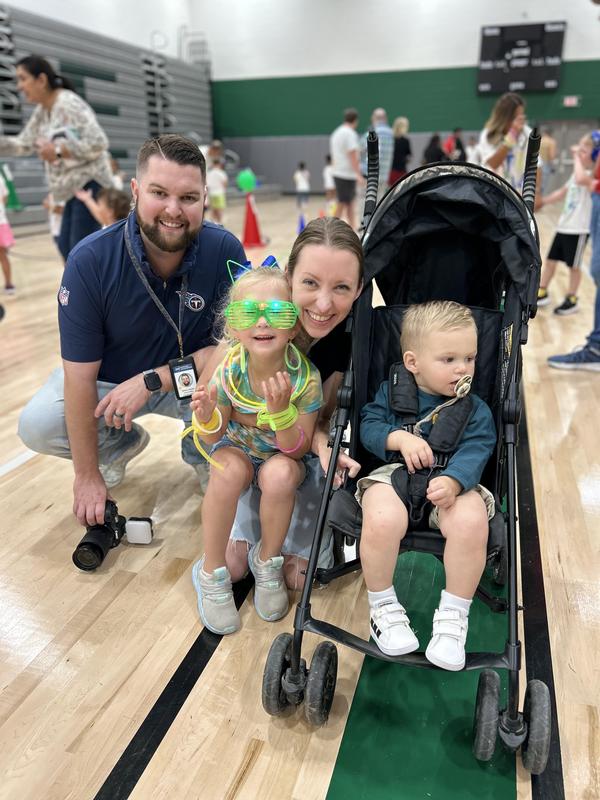 A family joining their student for the fun run.