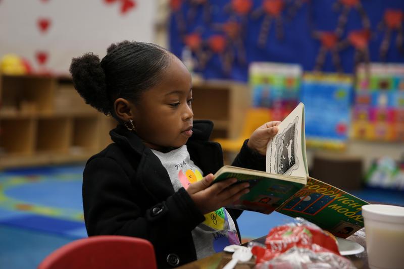 Kinder student reading