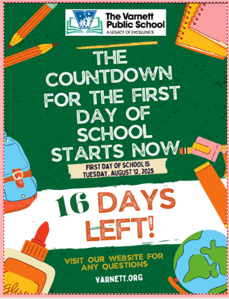 Countdown to the First Day of School, August 12, 2025!