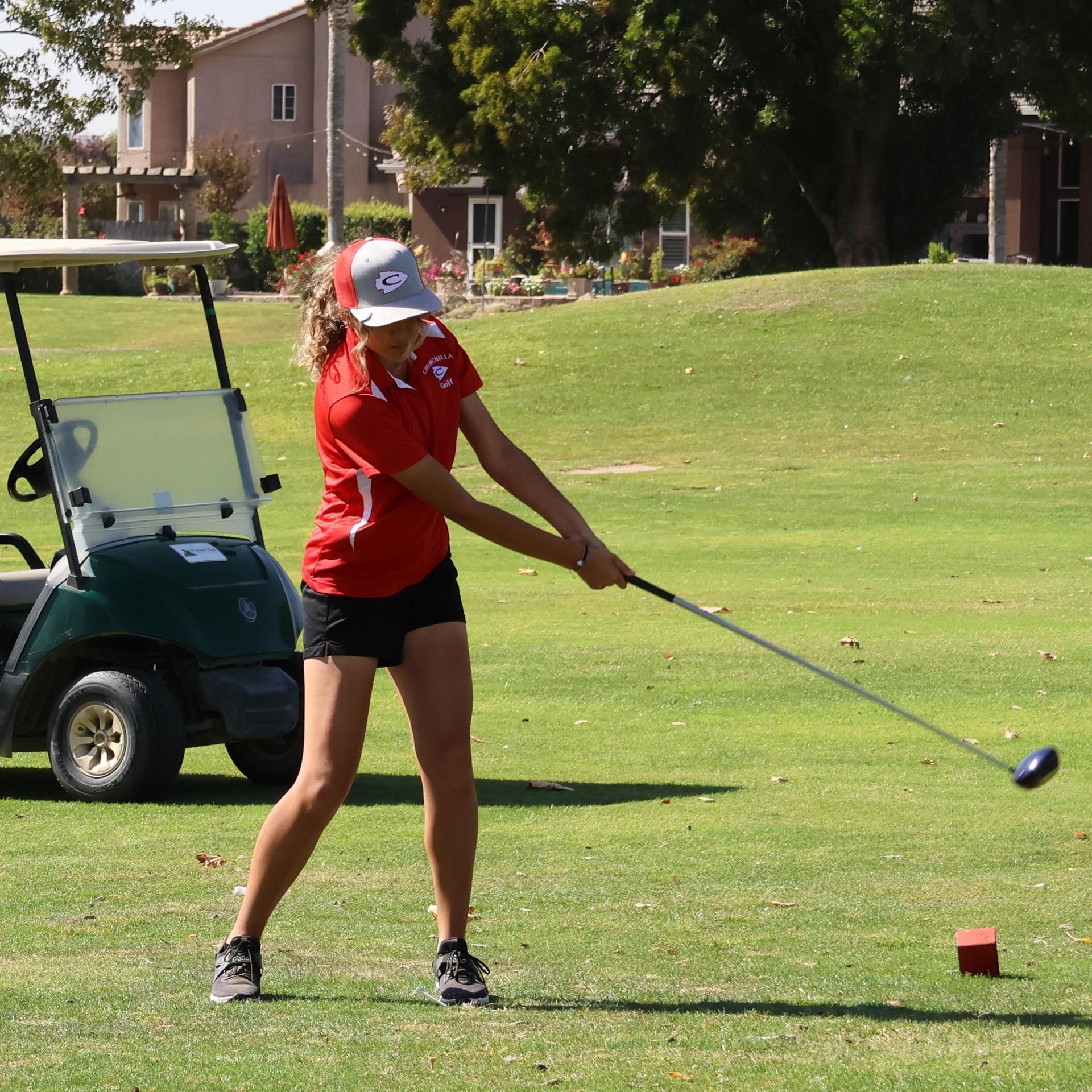 Girls golfers in action at the championships