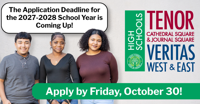 Graphic saying that the application deadline for the 2027-2028 school year is Friday, October 30.