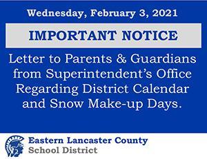 Important Notice 2.3.2021 - District Calendar Update Banner Image