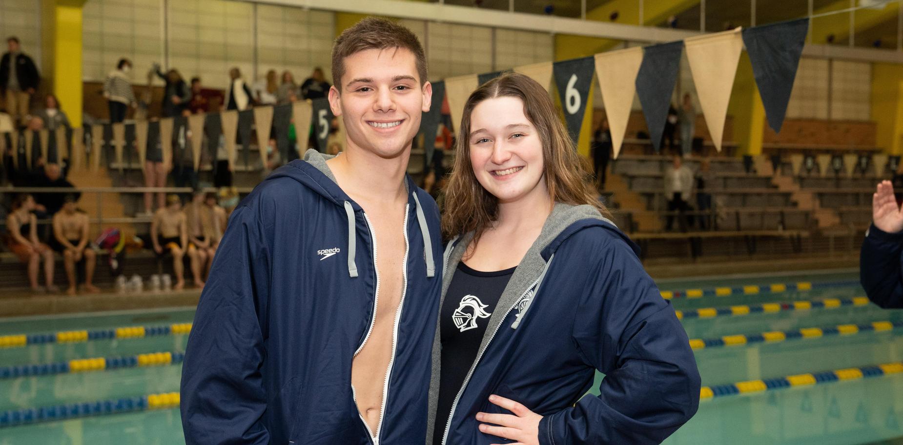 Senior swimmers by pool