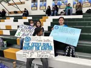 Cheering the team on!