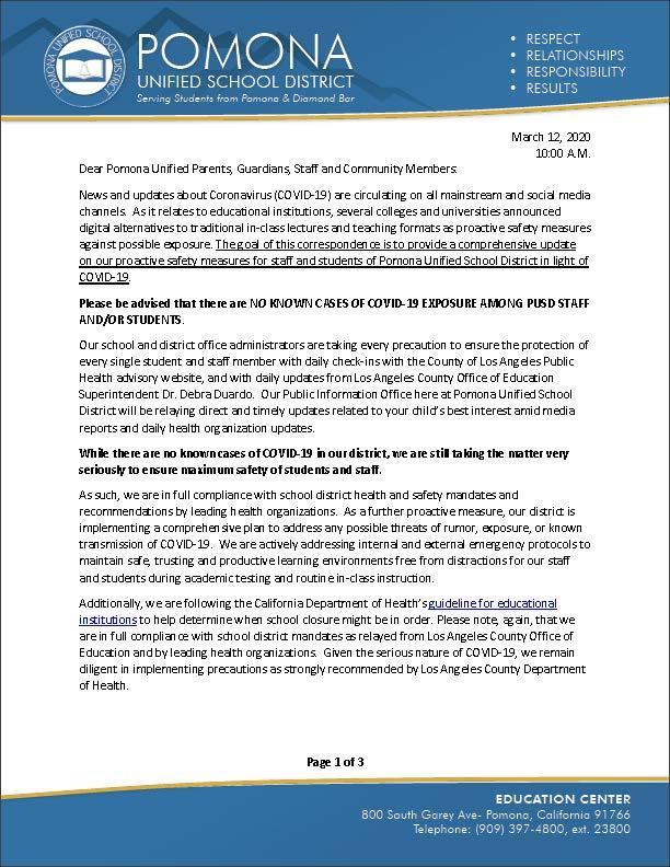 COVID-19 Safety Updates