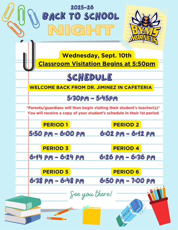 Back to School Night is September 10th
