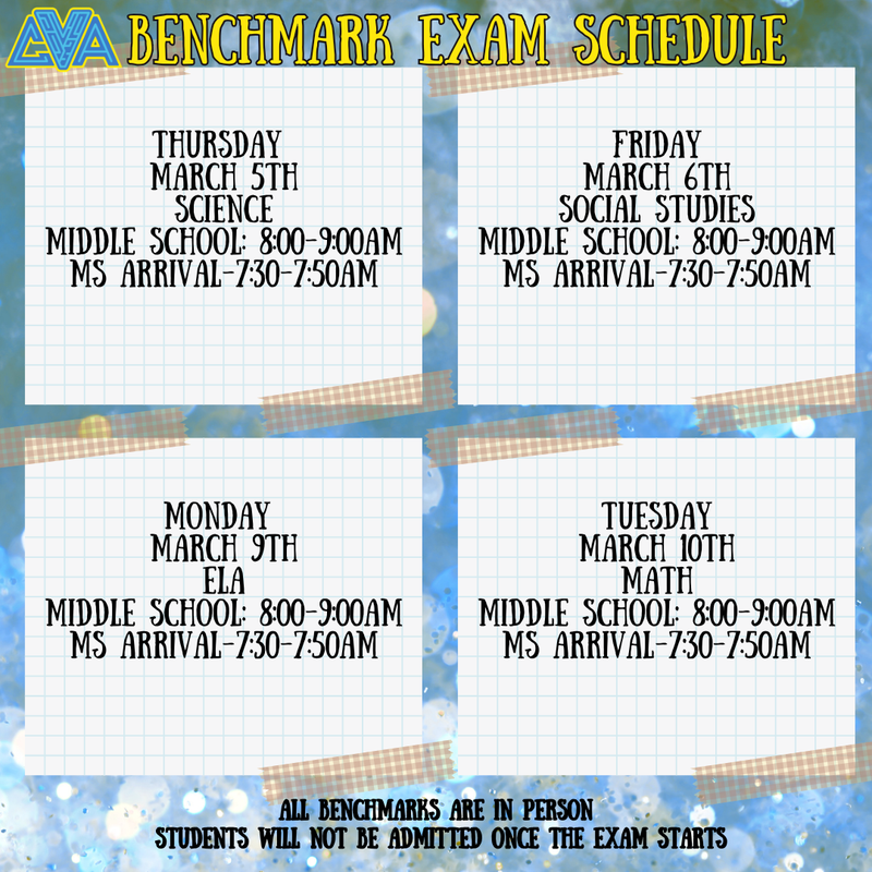 Middle School Benchmark Schedule Graphic