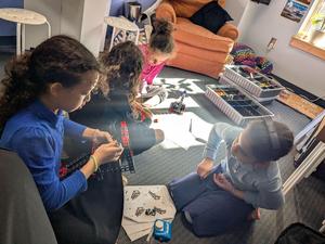 4th grade girls build simple machines.