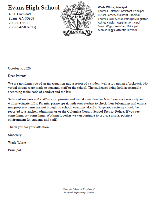 Parent Notification 10/05/2026