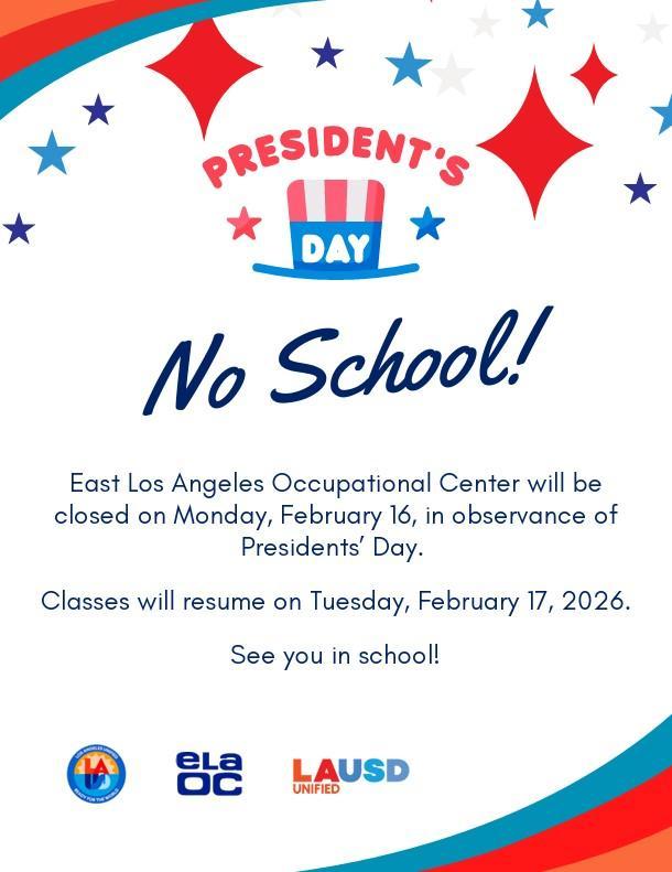 President's Day - Feb. 26 - School will be closed