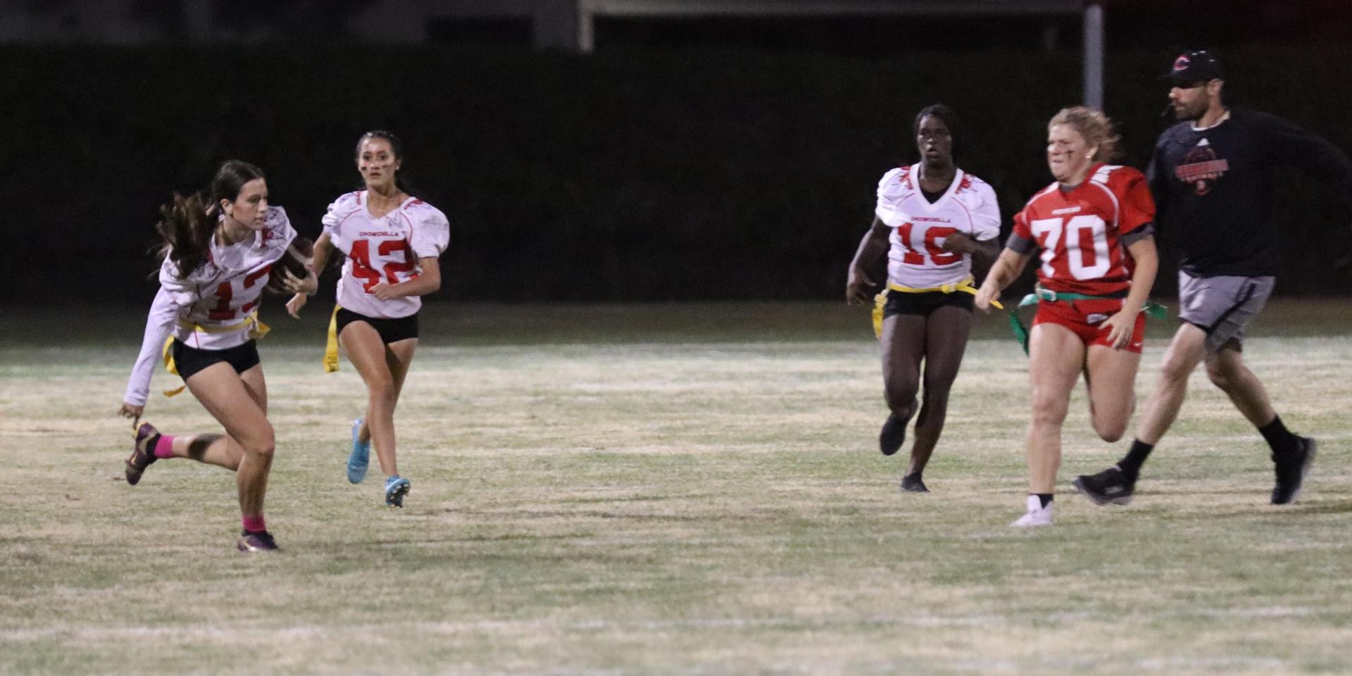 girls playing flag football