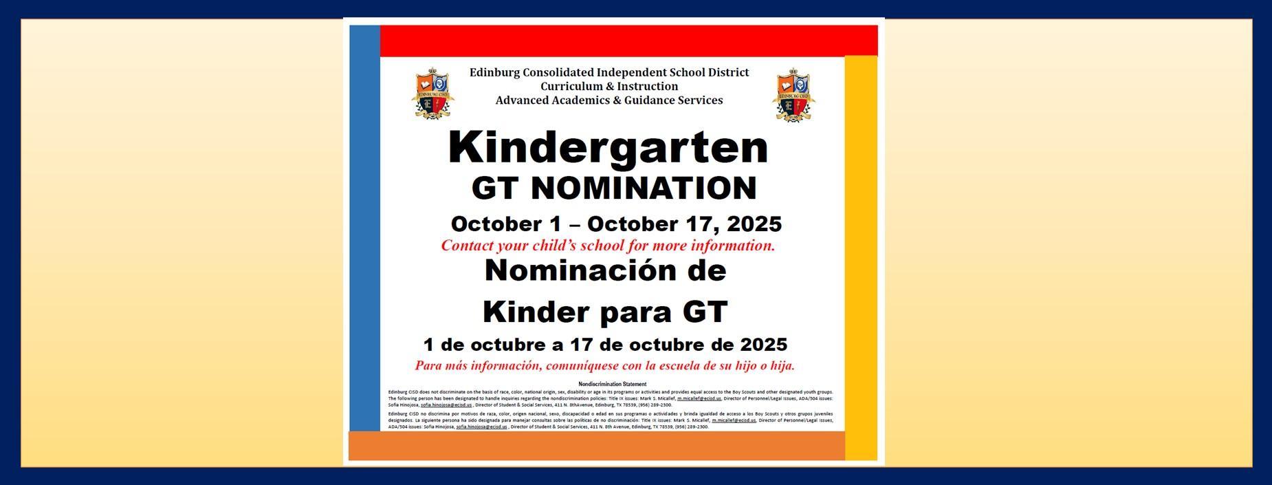 Poster for GT Nominations open on Oct 1-17, 2025