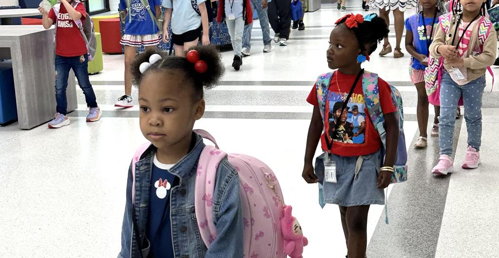 Students walking to class on independence day