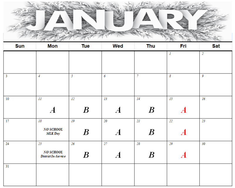 January A-Day / B-Day Schedule Featured Photo