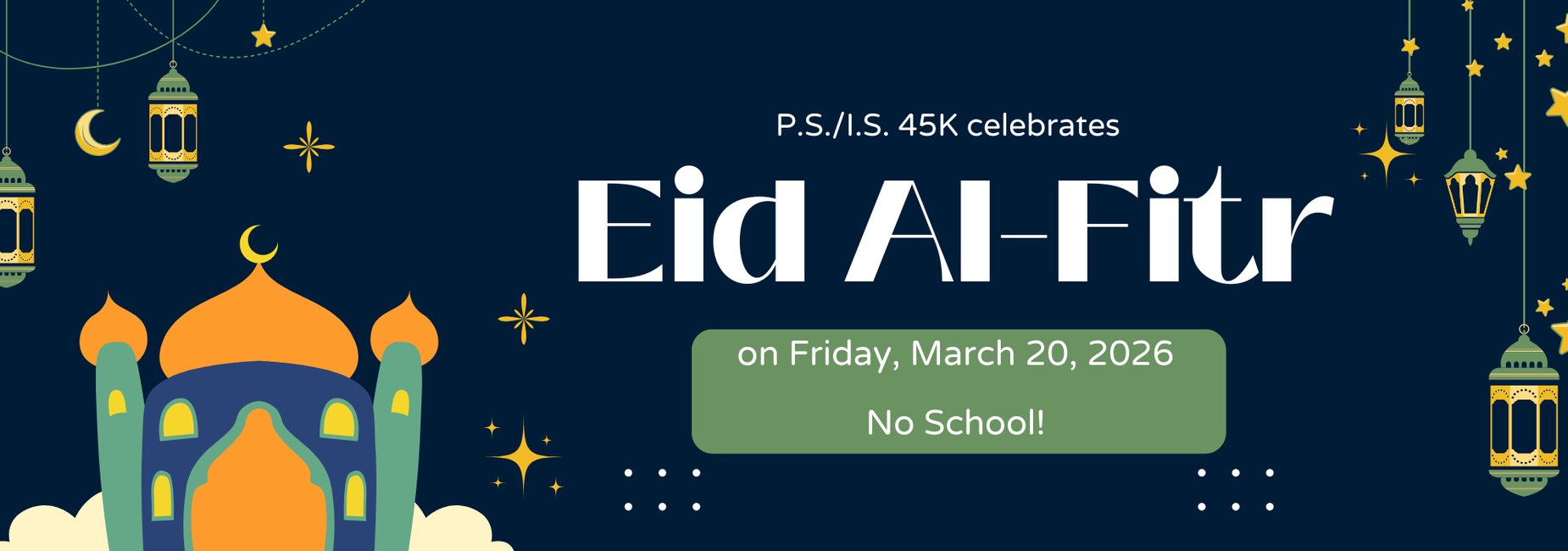 Eid on March 20th, no school
