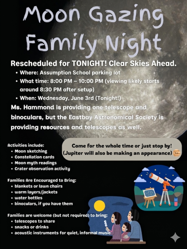 Moon Gazing Family Night – Rescheduled for Tonight!