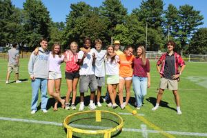 freshman orientation on the first day of school group photo