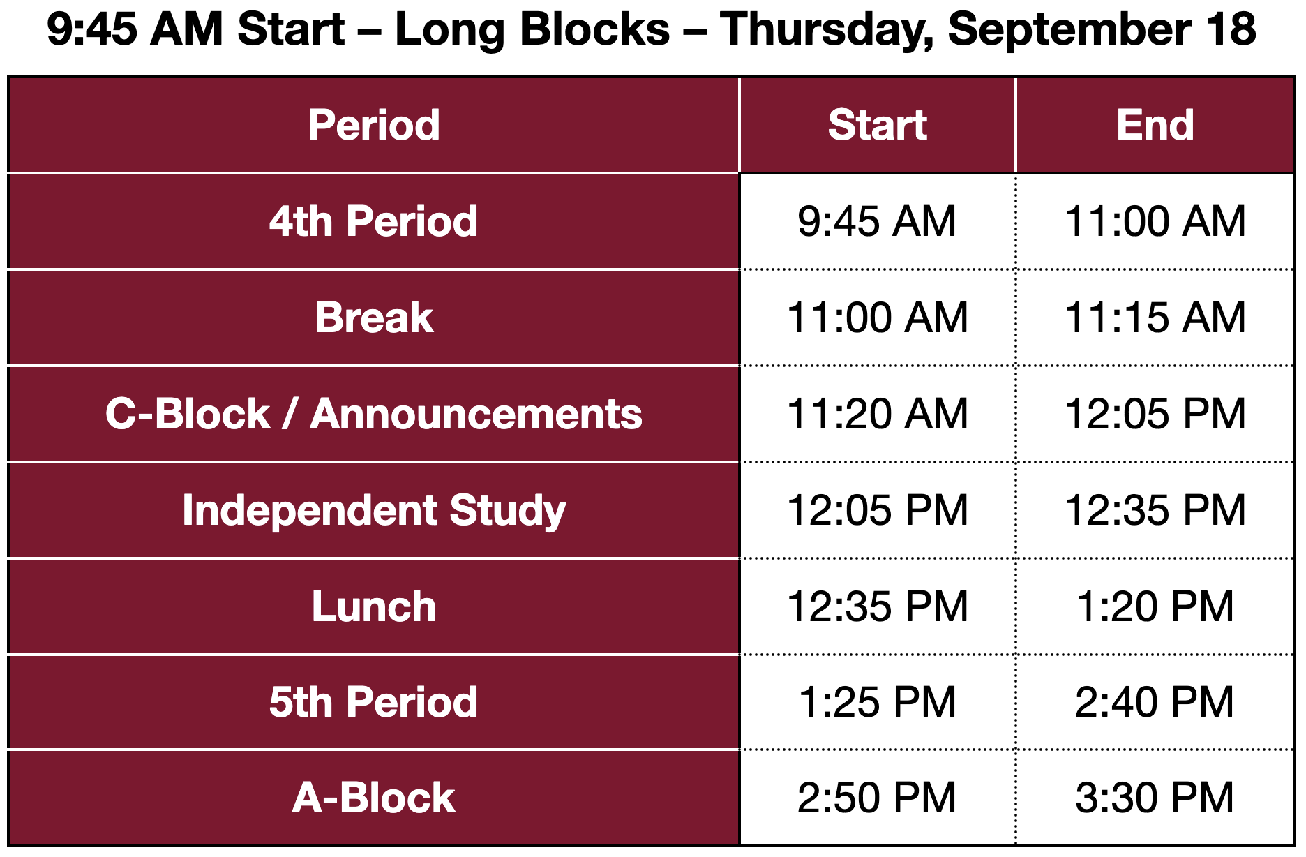 Bell Schedules Image
