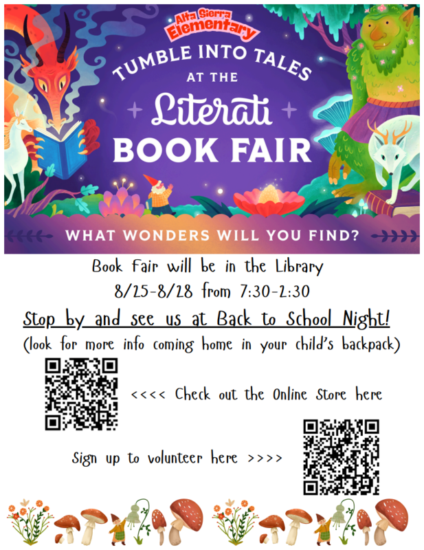 Alta Sierra Fall Book Fair 8/25-8/28
