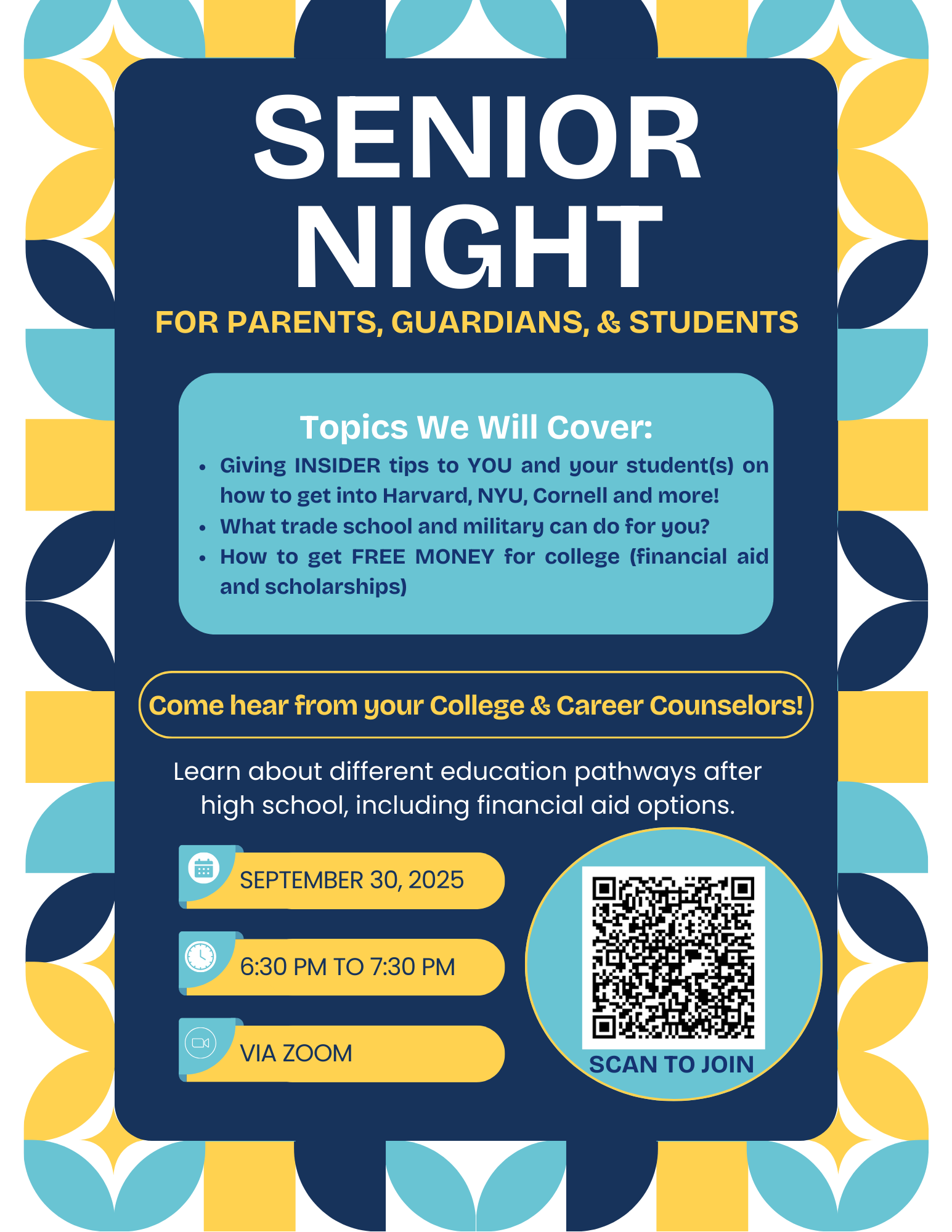 Senior Night workshop for parents and Seniors