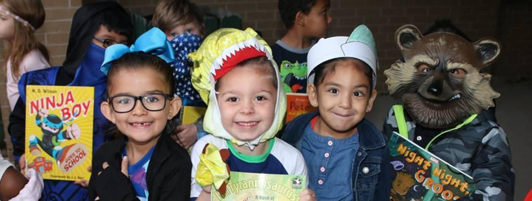 students dressed up for storybook parade
