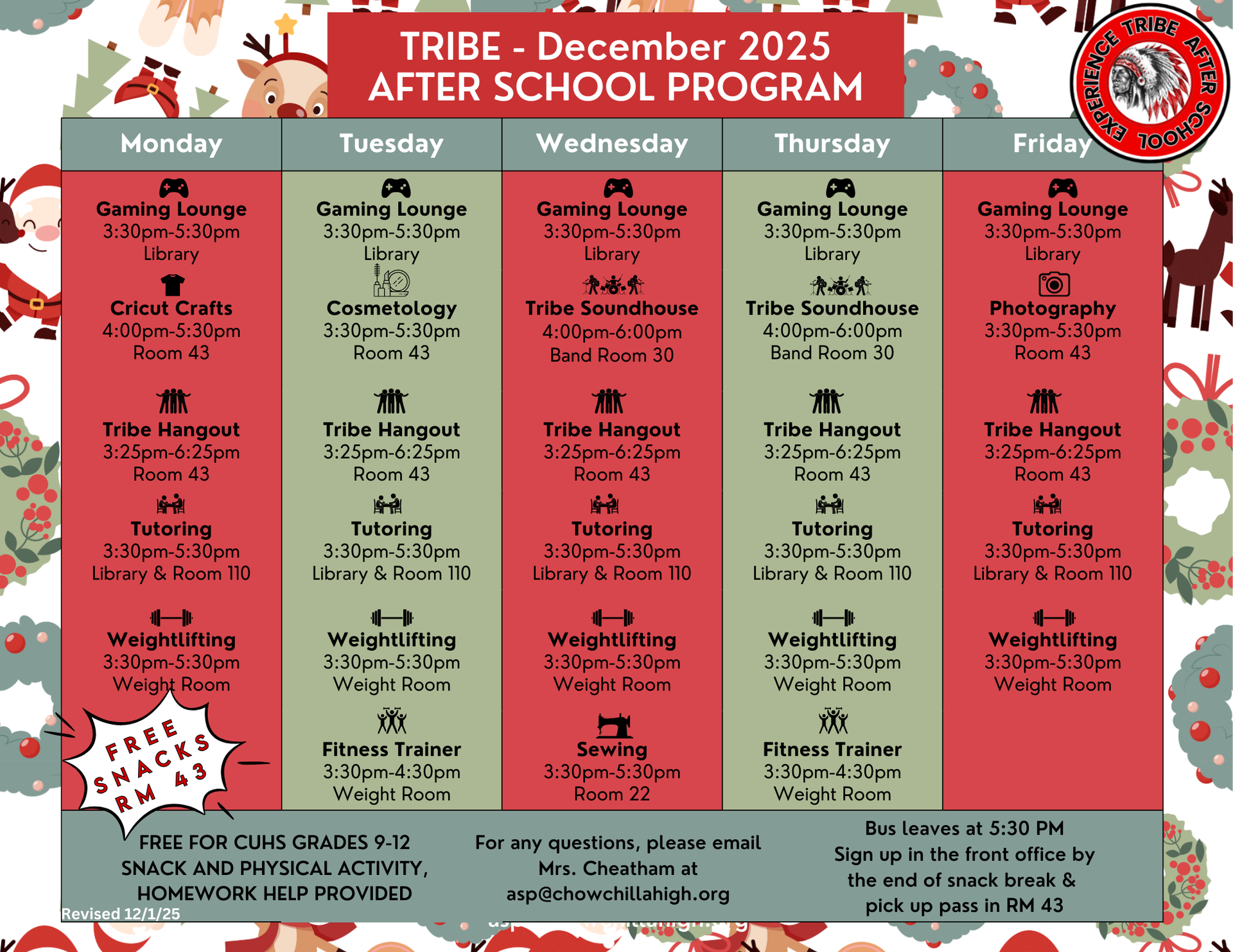 ASP December Activities Schedule