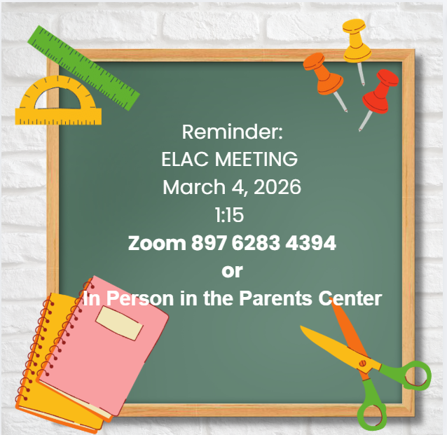 ELAC MEETING MARCH 4