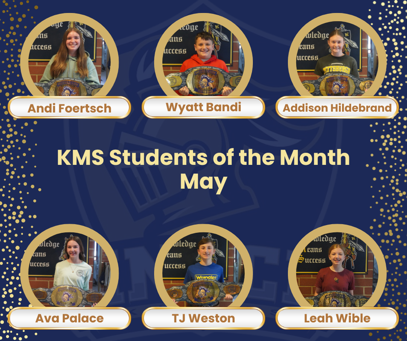 student of the month winners holding the knoch middle school belt