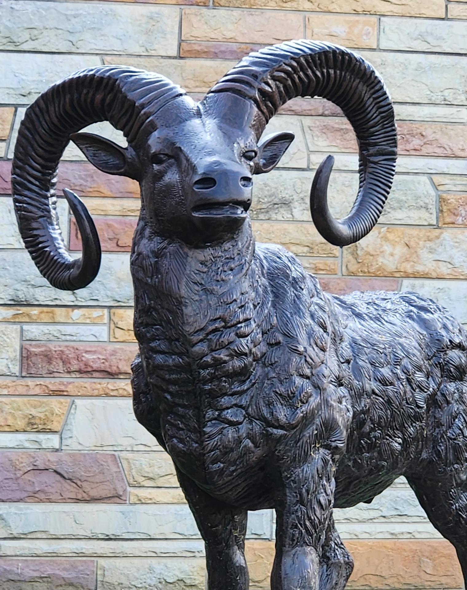 Ram statue outside the high school