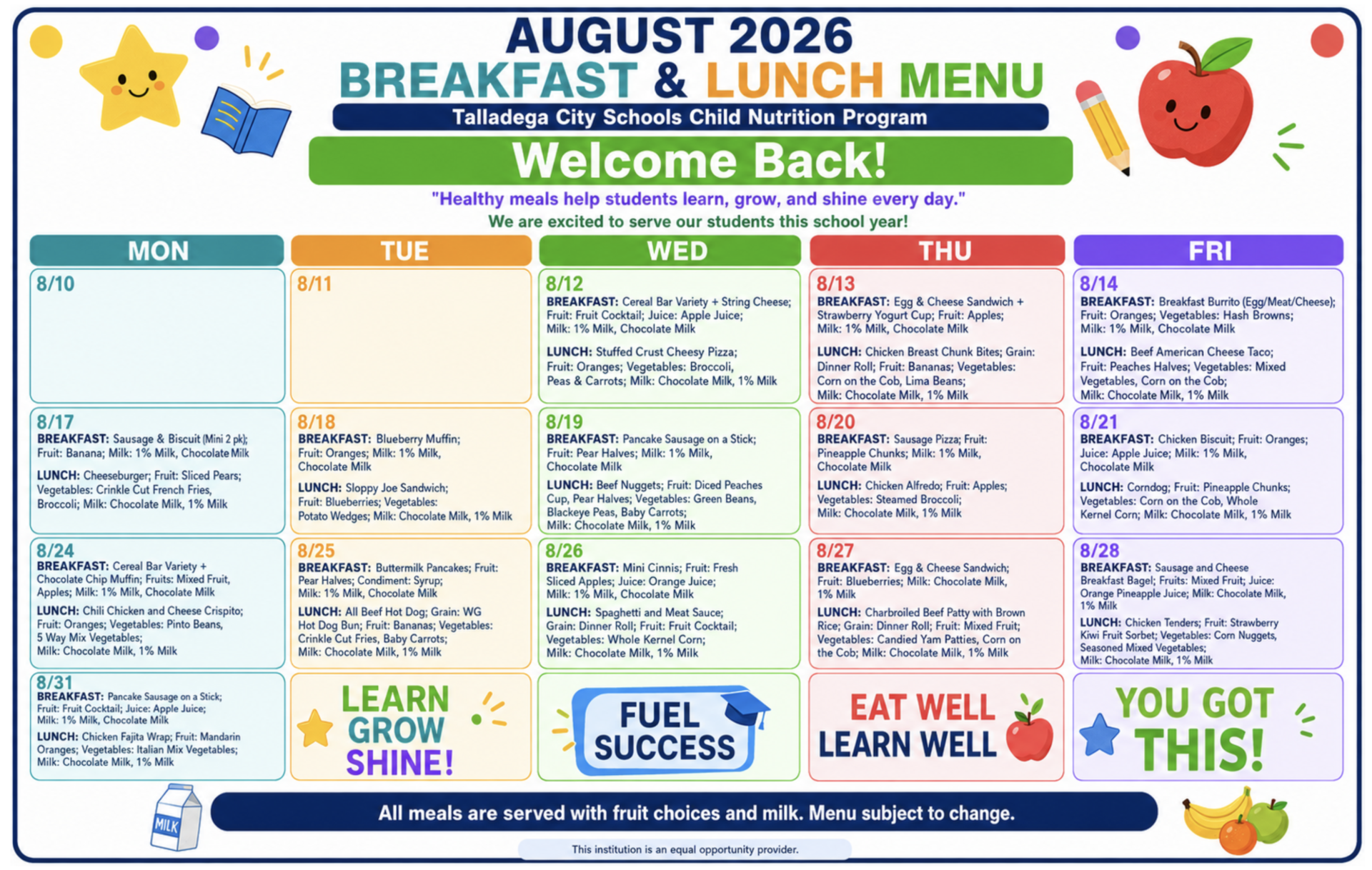 August Menu