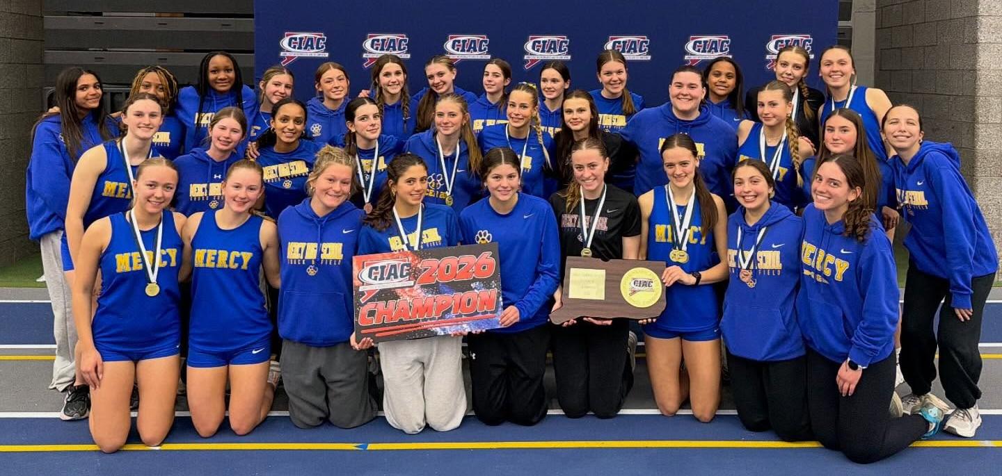 Mercy Indoor Track and Field State Championship celebration