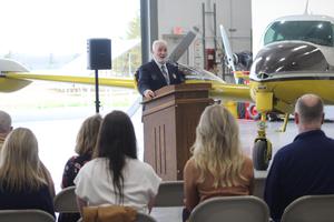 FCTS Superintendent Rick Martin addresses the crowd during Secretary Zrike's visit