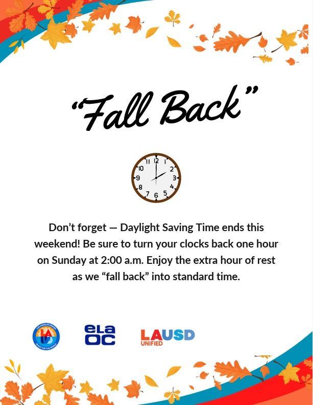 Fall Back 1 Hour on 11-2-2025