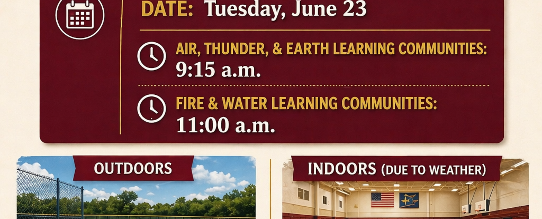 Graphic describing the information for the 8th grade moving on ceremony