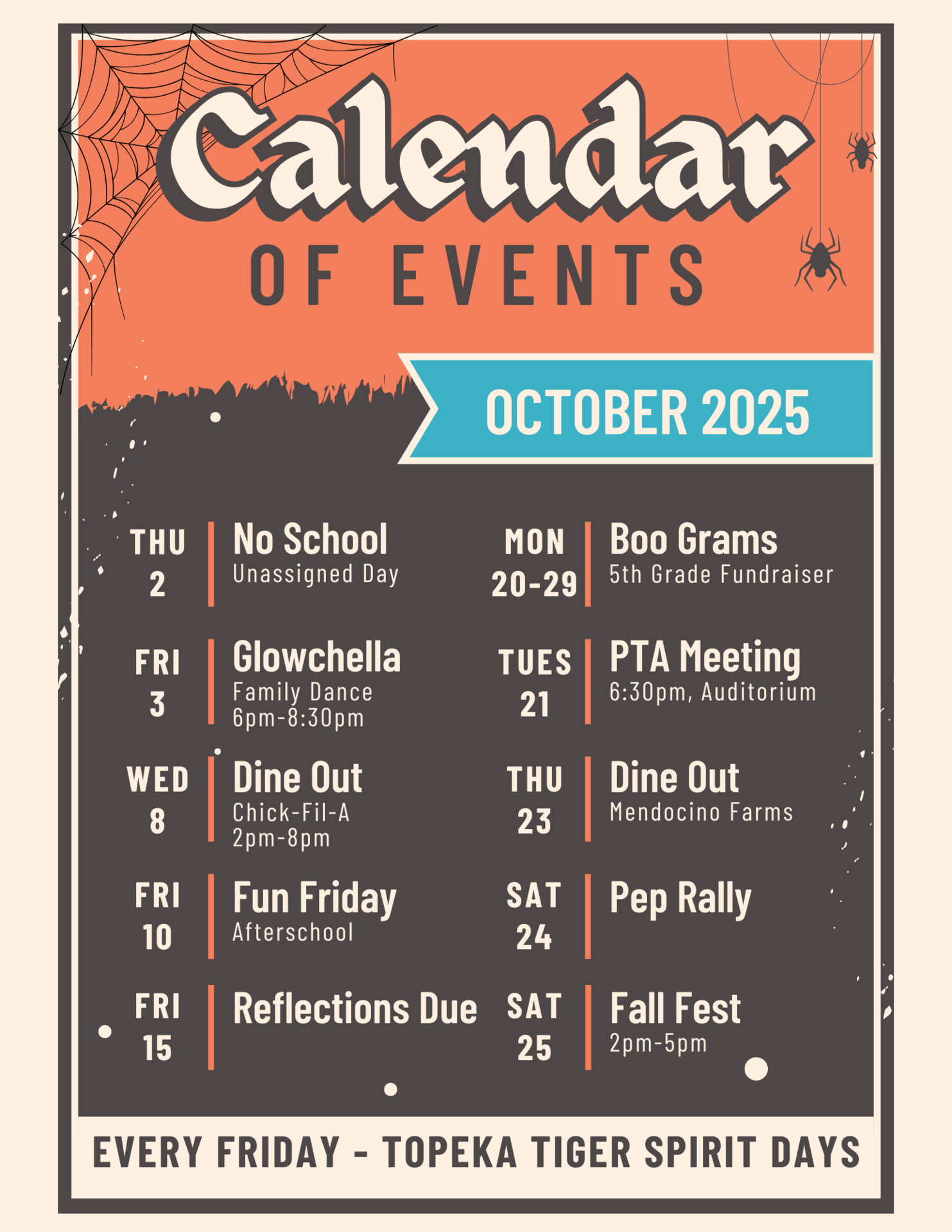 PTA October 2025 Calendar