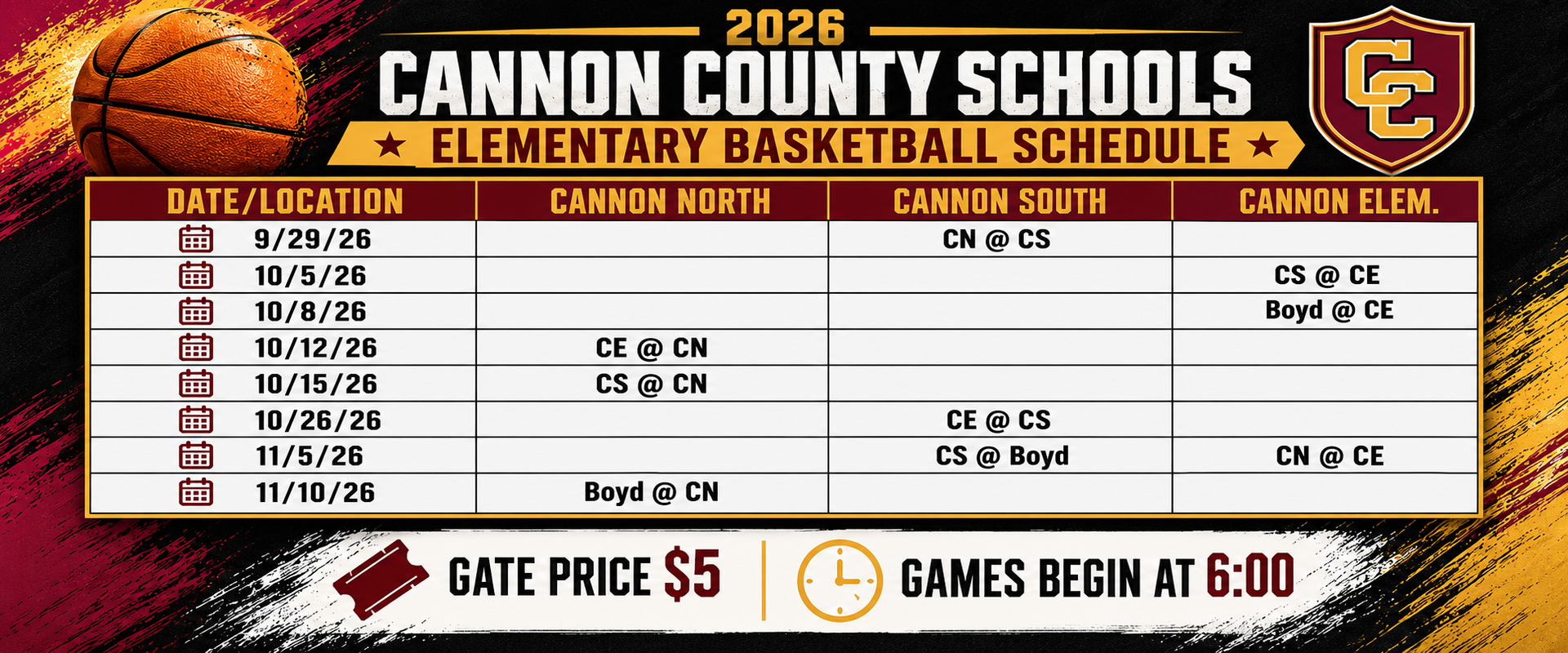 Ball Schedule