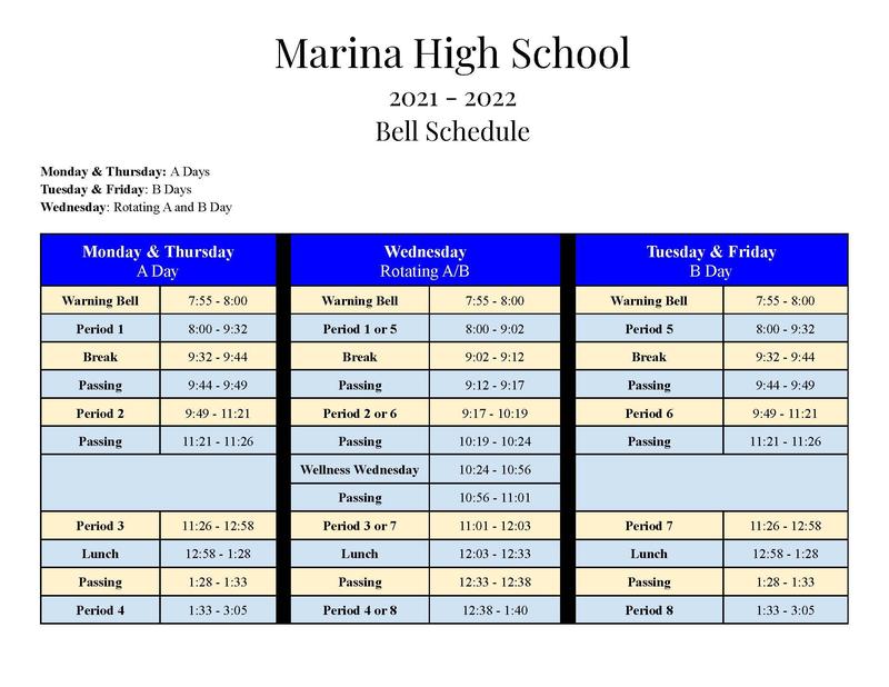 Bell Schedule starts on August 16th