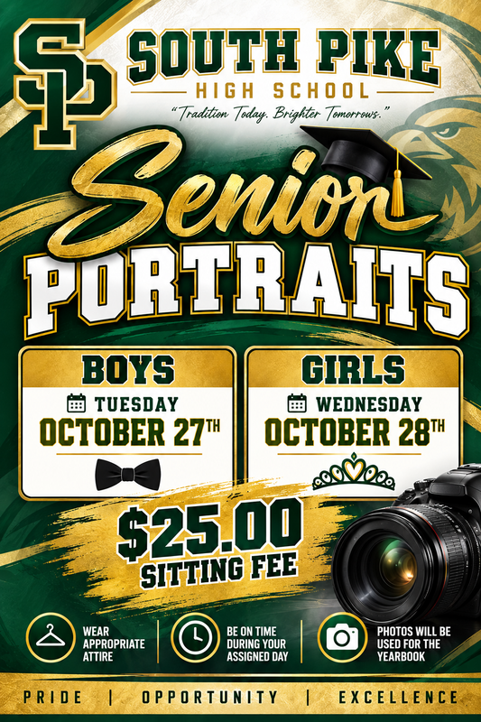 spsd sphs senior photo day sept 2026
