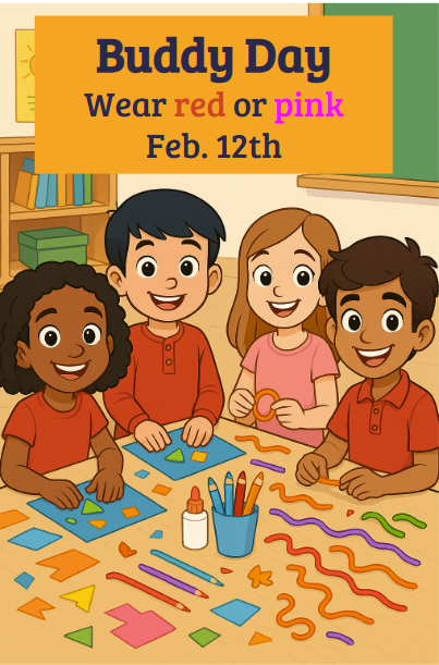 Buddy Day wear red or pink feb. 12