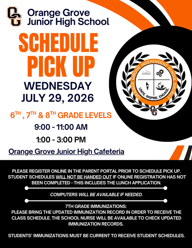 OGJH Schedule Pickup & New Student Registration