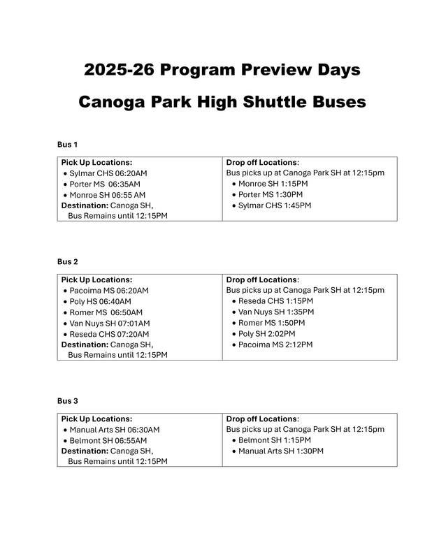Bus schedule