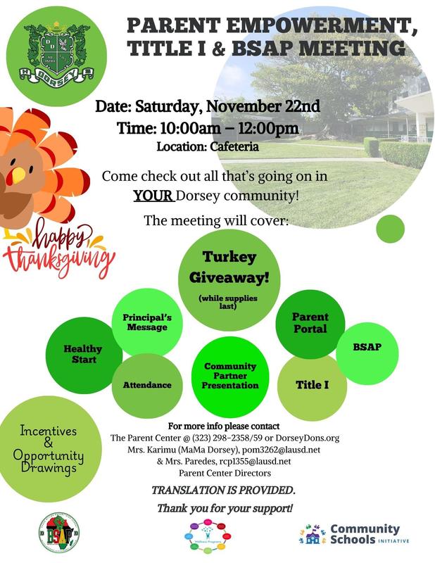 Parent empowerment title 1 and bsap meeting