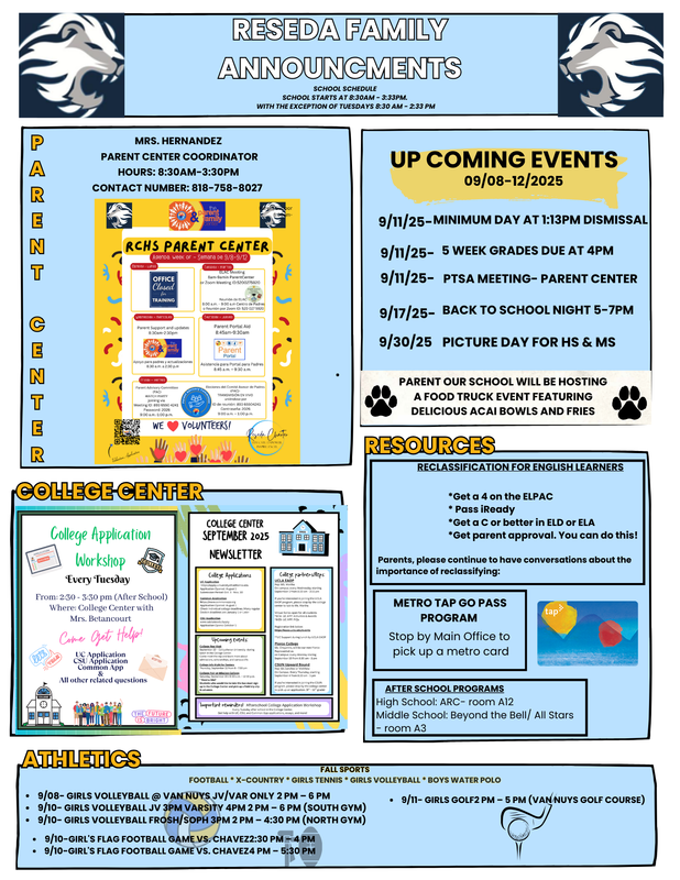 RCHS Weekly Family Newsletter (English)