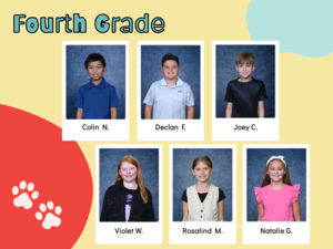 Yellow background with white, red and blue splashes of color announcing Parkway citizenship students