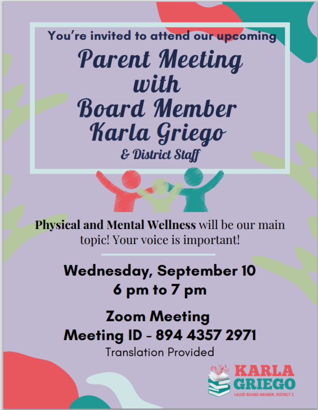 Parent Meeting with Karla Griego English