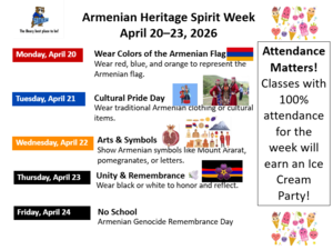 Armenian Heritage Spirit Week!