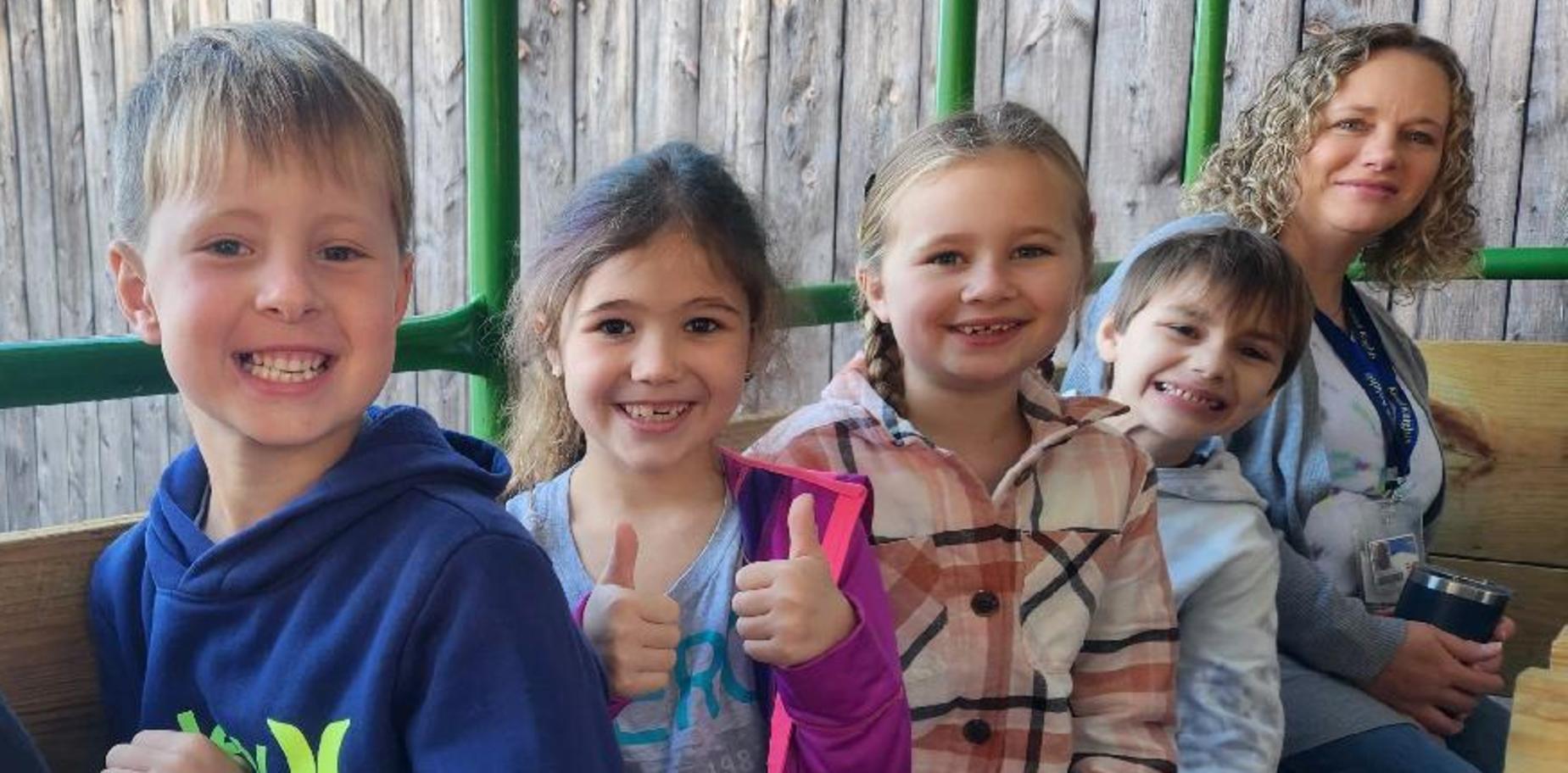 students and teacher on fieldtrip